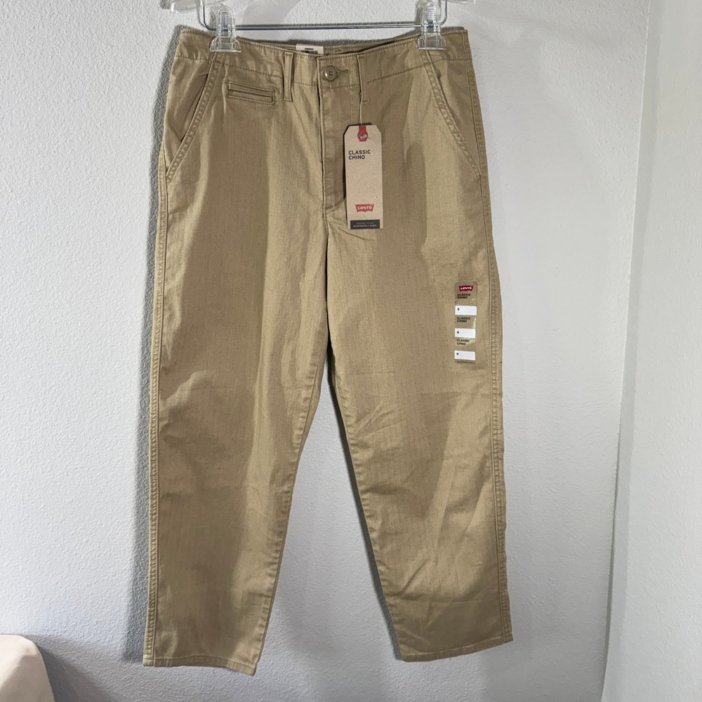 Levis Classic Chino Pants Tan Khaki Mid Rise Straight Leg Women's 8